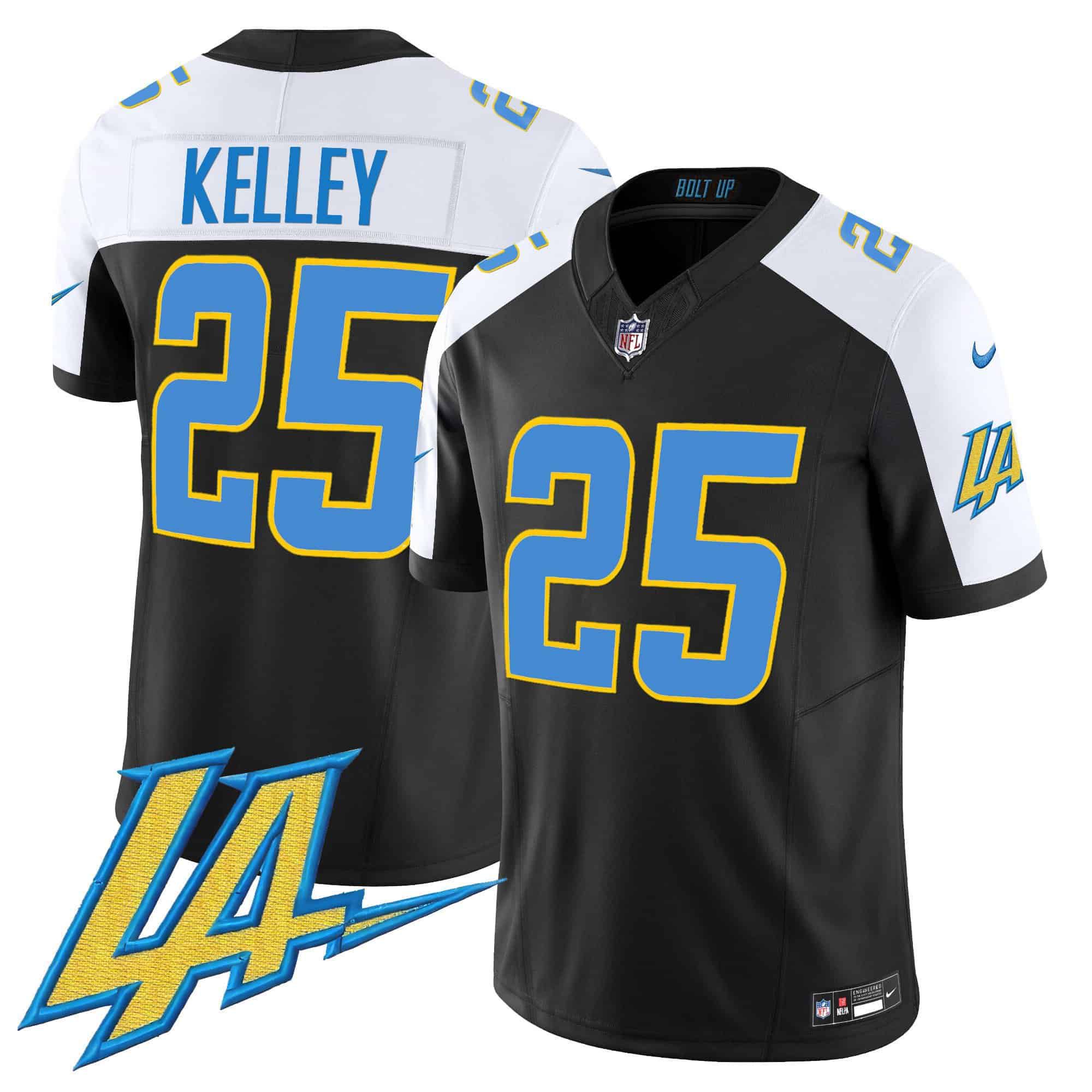 Men Los Angeles Chargers 25 Kelley Black 2024 Nike Vapor Limited NFL Jersey